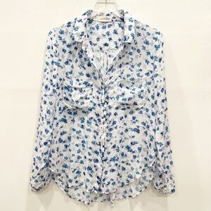 Bella Dahl Ditsy Floral Long Sleeve Light Weight Button Down Shirt Large